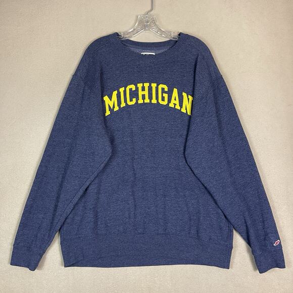 League Sweatshirt Mens XL Blue Michigan University Long Sleeve Pullover - Picture 1 of 10
